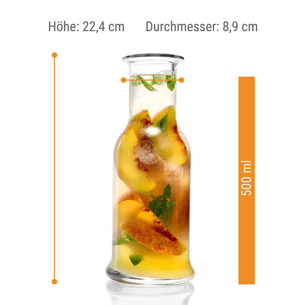 Stölzle Oberglas Juego de 6 jarras de la serie Purity de 500 ml, jarra de agua, jarra de cristal para bebidas espirituosas, jarra de leche de cristal, resistente a la rotura y apta para lavavajillas | Purity - Jarra de cristal para agua, limonada y vino,