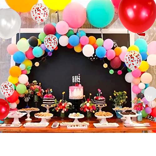 Image of Pearl Red White Latex Balloons 12 Inch Red Confetti Balloon for Birthday Wedding christmas Bridal Baby Shower Decorations.50Pcs.