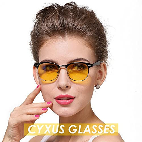 Image of Cyxus Blue Light Glasses Men Retro Semi Rimless Clear Blue Light Glasses for Computer Eye Strain Gaming Glasses Anti Harmful Blue Light 8056Y01