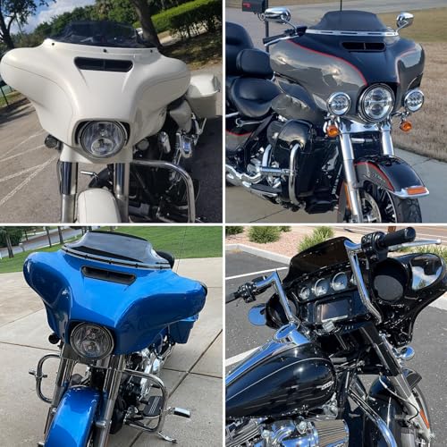 Image of DREAMIZER Wave Windshield Windscreen,Specific Fit Motorcycle Windshield, PC Wind Deflector Compatible with Harley Touring Electra Street Tri Glide 1996-2013 (Smoke Black 6inch)