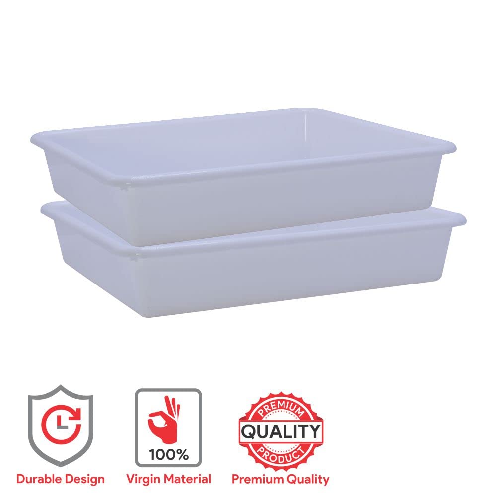 Simply Home Multipurpose Rectangular Small Plastic Trays| Stationary Office Organiser Tray | Strong Plastic Material | Colorful Stackable Storage Trays for Home & Office |Pack of 4 | Transparent 2