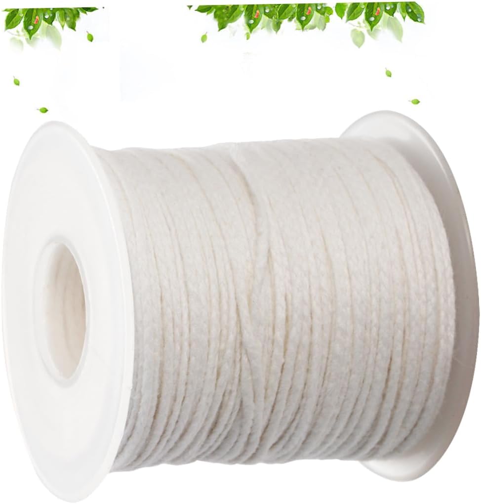 Uonlytech Thick Cotton Candle Wicks 18 Strands Braided Wick Spool Pre Waxed for Easy Ignition for DIY Candle Making