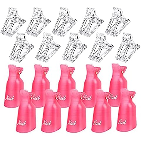 MiDoDo 10PCS Nail Tips Clips + 10PCS Nail Polish Remover Clips Set, Finger Extension Clips for Quick Building Gel, Acrylic Nail Remover Perfect for Soaking Off Gel Nail Polish, 20PCS in Total Cover