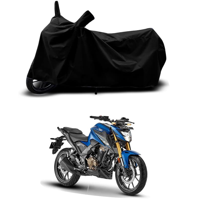 Image of 100% Scratchproof /UV-Rays /Heat Protection /Birds Dropping /Water Resistant /Dust proof /Waterproof /Full Bike Scooty Two Wheeler Body Cover Compatible For Honda CB300F Deluxe All Varients[Black]