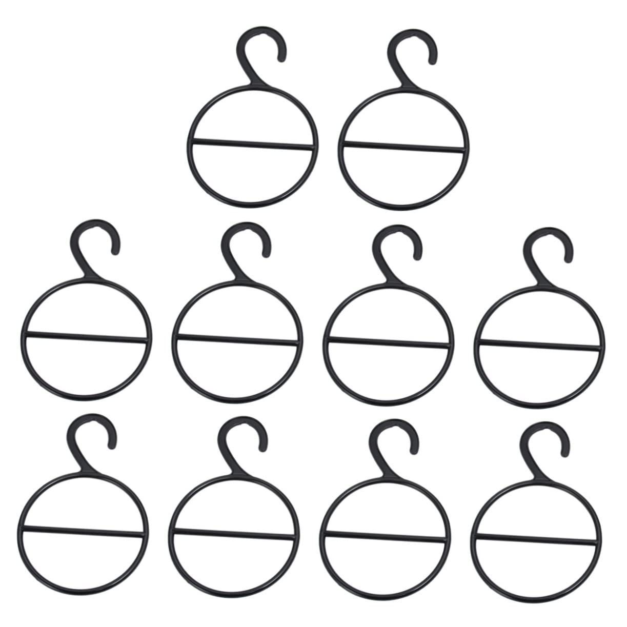 ABOOFAN 10PCS Circle Shape Coat Hanger Multifunctional Scarf and Belt Organizer Black Space Saving Display Slots for Ties Scarves and Belts and Storage