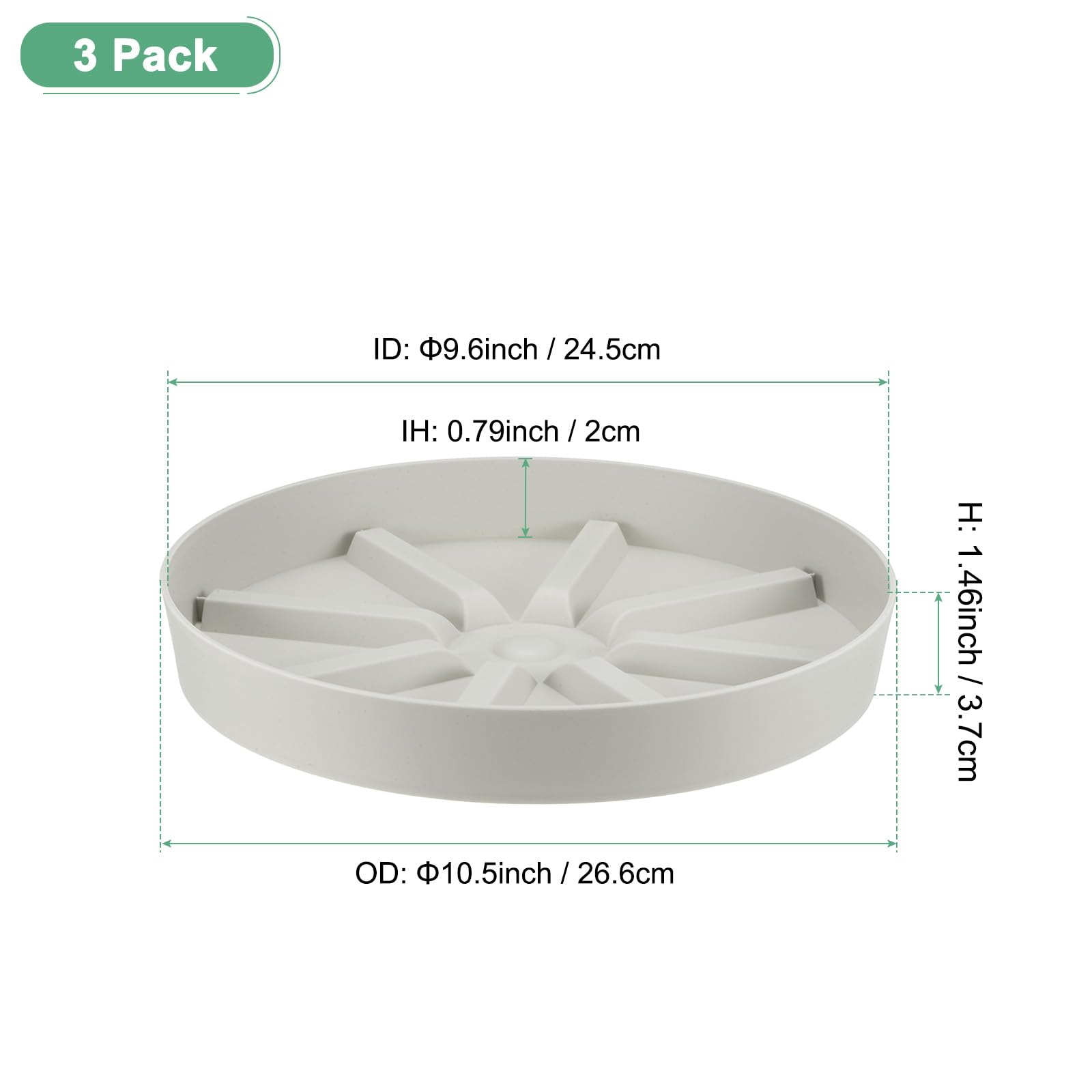 M METERXITY 3-Pack Plant Saucer, 10 Inch Flower Pot Saucers - Image 2