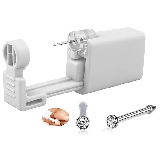 SLVIEKAE Self Nose Piercing Gun Kit Safety Nose Piercing Kit Tool (White)