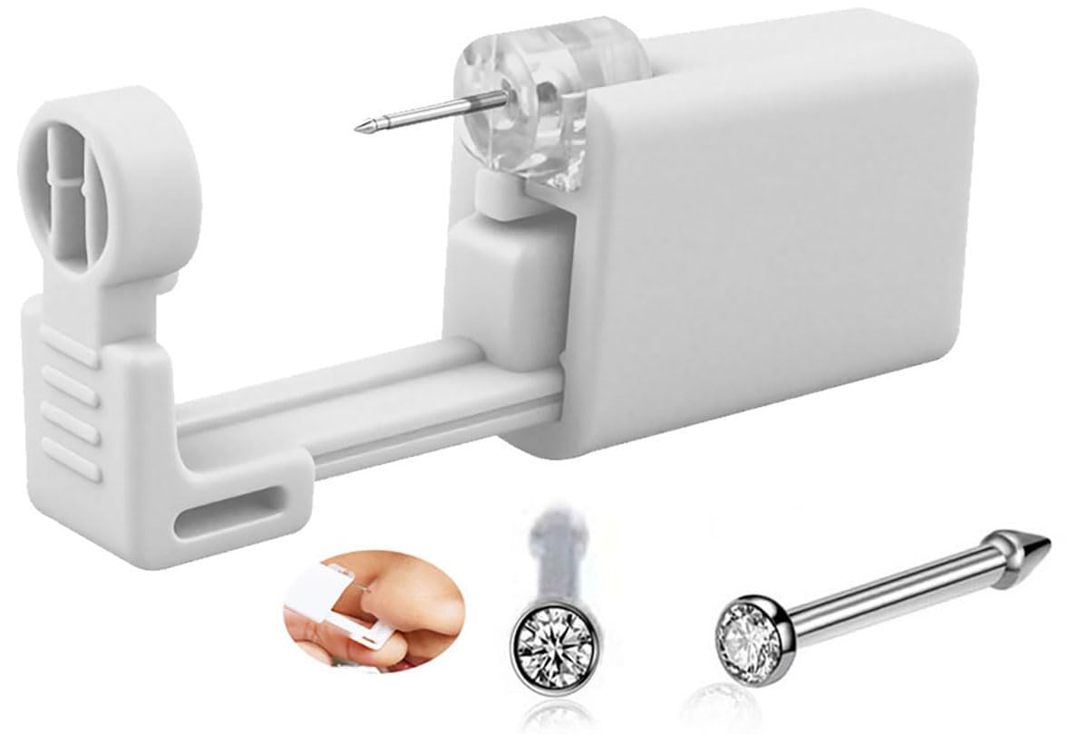 Nose Piercing Kit, Nose Pierce Kit Nose Piercing Gun Self Nose Piercing Gun Kit Nose Piercing Gun Kit Tool (White)