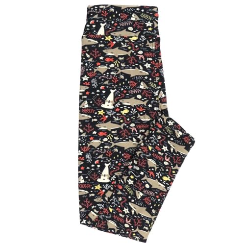 Lularoe Kids Sm-Med S/M Sharks Fishes Starfish Corals Snails Leggings fits Kids Sizes 2-6 1503-C18-075763
