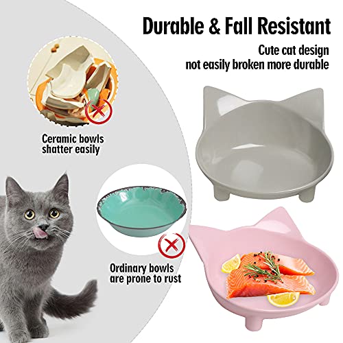 YATAOME Tilted Cat Food and Water Bowls Set Raised Elevated Anti-Slip Cat Feeder Shallow and Wide Food-Grade Melamine… - Image 6