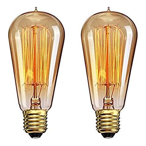CTKcom Vintage Edison Light Bulbs(2 Pack)- 40W ST58 Vintage Squirrel Cage Filament E26/E27 Base,Antique Incandescent Bulb,Vintage Teardrop Top Lamps for Home Light Fixtures E26/E27 110V-130V Cover