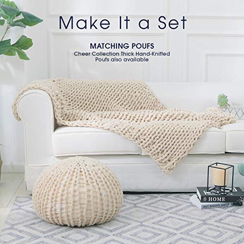 Cheer Collection Chunky Cable Knit Throw Blanket For Couch, Sofa, Bedroom And Living Room - Extra Soft And Cozy Decorative Throws - 50" X 60", Taupe #TOP6