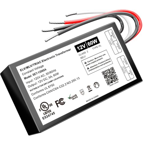 12v 60w Dimmable LED Driver,120V AC to 12V DC led Transformer UL Listed