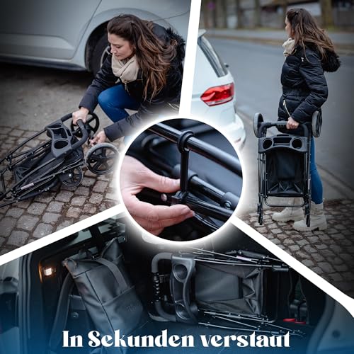Tierbox Hundebuggy Hundewagen klappbar mit QuickFold, einfacher Transport, Traglast bis 15 kg - Schwarz