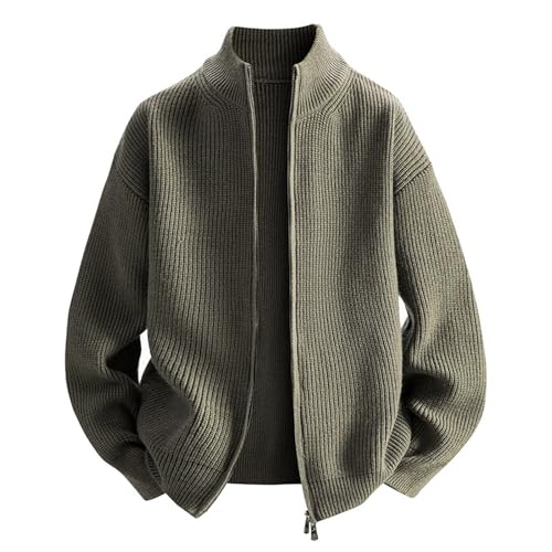 RUMAOZIA Chaqueta de punto para hombre de punto fino, chaqueta de invierno con cremallera, cómoda chaqueta softshell para correr, sudadera sin capucha, corte ajustado, chaqueta de otoño, chaqueta de