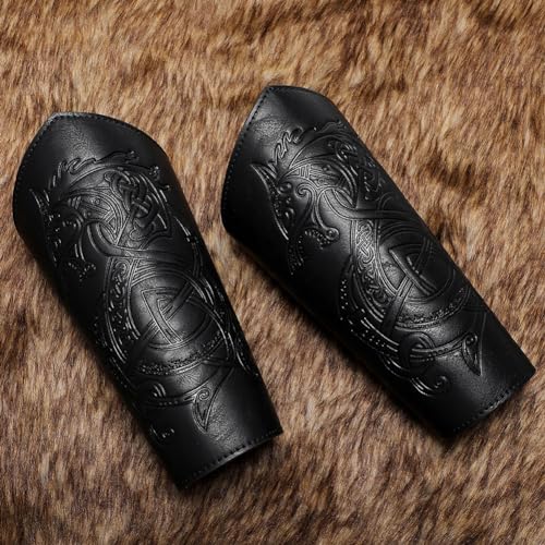 medieval leather bracers dragon embossed viking leather bracers leather arm armer cuff leather gauntlet costumes accessories