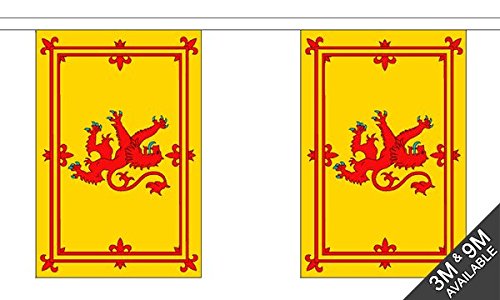 Flagtex Scotland Lion Giant Bunting – 18.25m with 30 Large Flags – Fabric for Indoor & Outdoor Use – String Flags Banners Scottish Rampant Royal Standard UK British