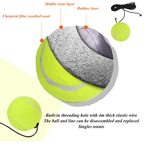 TIMESETL 3 Stück Tennisball mit Schnur Tennisball am Seil, Tennis Trainer Set Sports Training Tennis Ball an Schnur Ersatzball für Tennistrainer, Tennisbälle für Erwachsene, Anfänger, Training