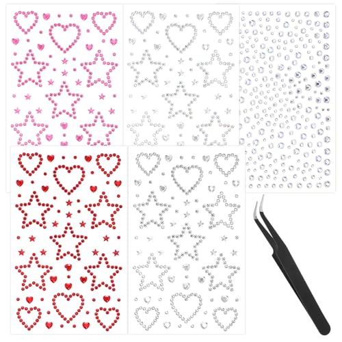 Self Adhesive Face Gems Star Heart Face Jewels Face Rhinestones...