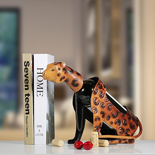 Sangmei Leopard Wine Shelf Leopard Wine Shelf Escultura de metal Escultura prática Decoração para ca