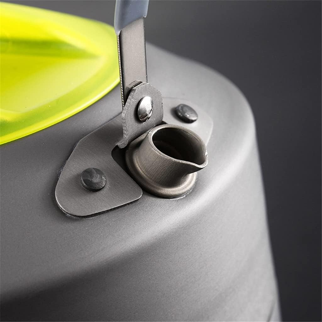 Portable Compact Outdoor Kettle Teapot Coffee Maker 0.9L for Picnic Camping Hiking Aluminum Alloy (Color : Gray Size : 1.1L)