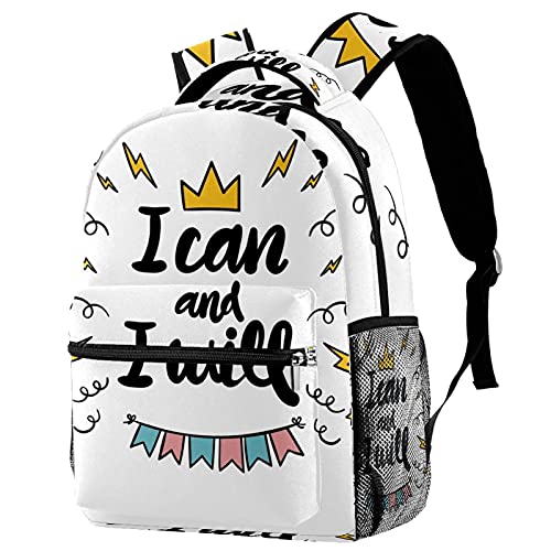 Sac à dos de voyage blanc I Can I Will pour enfant avec porte-bouteille
