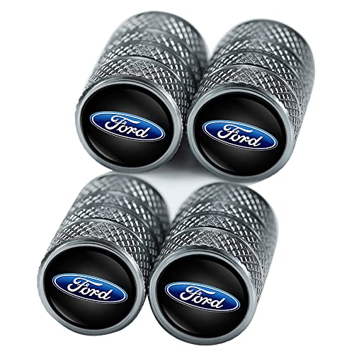4 Métal Bouchons de Valve Voiture,Capuchon de Valve Auto Bouchons de Valve avec Logo Compatible avec Ford Fusion F150 F250 F350 F450 F550 Edge Explorer F151,Valve de Voiture,Accessoire de Pneu,Noir Cover