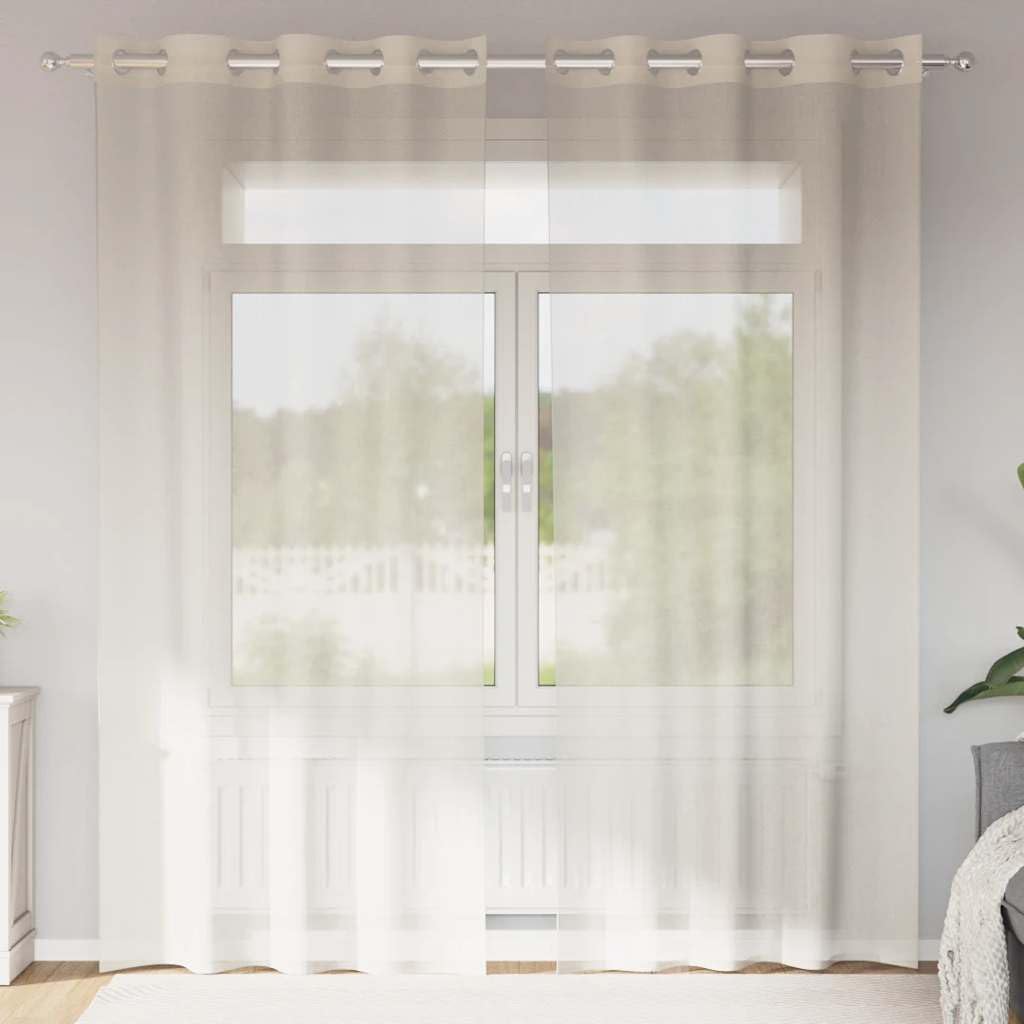 Cortinas de gasa con ojales, juego de 2 unidades, 140 x 245 cm, color crema transparente, trabillas para salón, dormitorio, habitación infantil, cocina, opacas, protección solar, protección