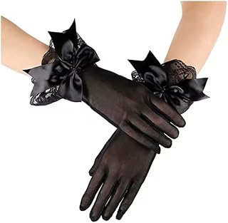 قفازات دانتيل قصيرة - قفازات دانتيل قصيرة انيقة وانيقة للنساء، إضافة مثالية لأي ملابس رسمية أو فستان سهرة. (موديل 1، اسود)