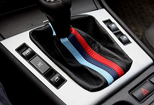 L&P A0186 Kit Soufflet De Levier De Vitesses Et Frein A Main Cuir Veritable Compatible Avec BMW Serie 3 E36 1990-1999 Noir Bleu