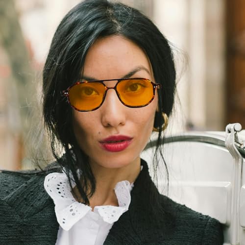 Retro Style Pilot Sunglasses for - Women Men Classic Double Bridge Vintage UV400 Protection Square Eyewear Driving