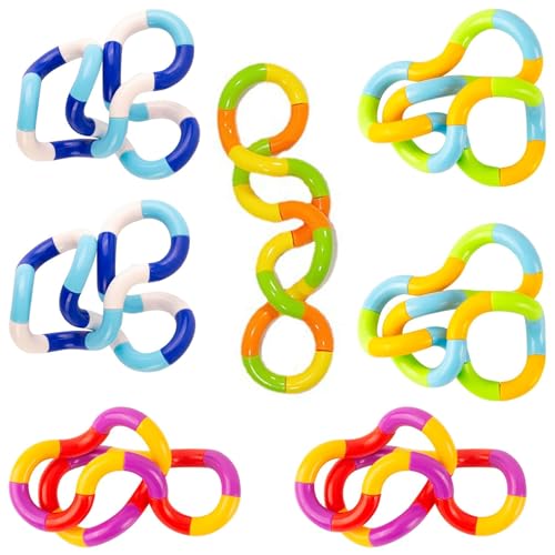 BAIYSFFG Tangle Fidget Toy 7 PCS Twisty Fidget Toy Stress Relief Stim Silent for Kids and Adults