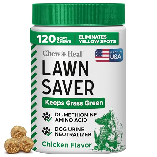 Dog Urine Neutralizer for Lawn, 120 Soft Chews - Green Grass Saver - Eliminates Burns and Yellow Spots - Female and Male Dog Pee Grass Repair with Natural Ingredients