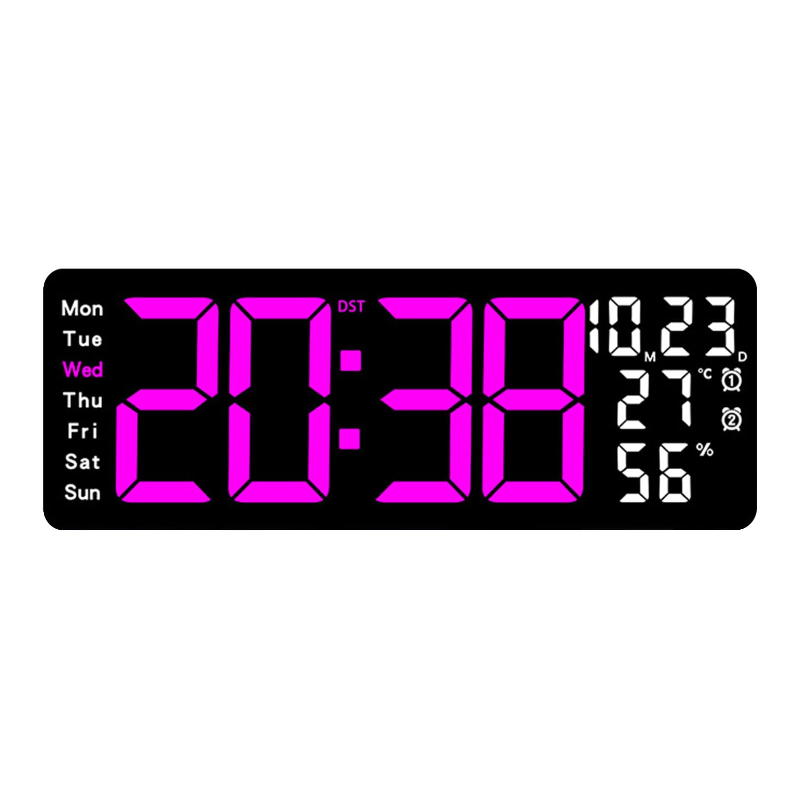 Yhplxyuus 17.3Inch LED Digital Clock with Auto Brightness and Time Management Alarm Temperature Date Week Display Bedroom Alarm Clock