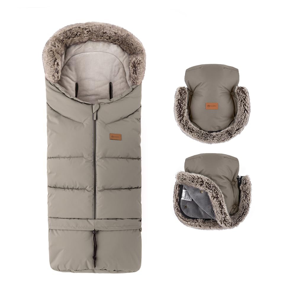 Petite&Mars Sacco nanna per passeggino Fusak 4v1 Arctic * Sacco nanna invernale per passeggino, passeggino e seggiolino auto * Warrm * Impermeabile * Antivento, Set mousse per mocha, 78/110x48cm,