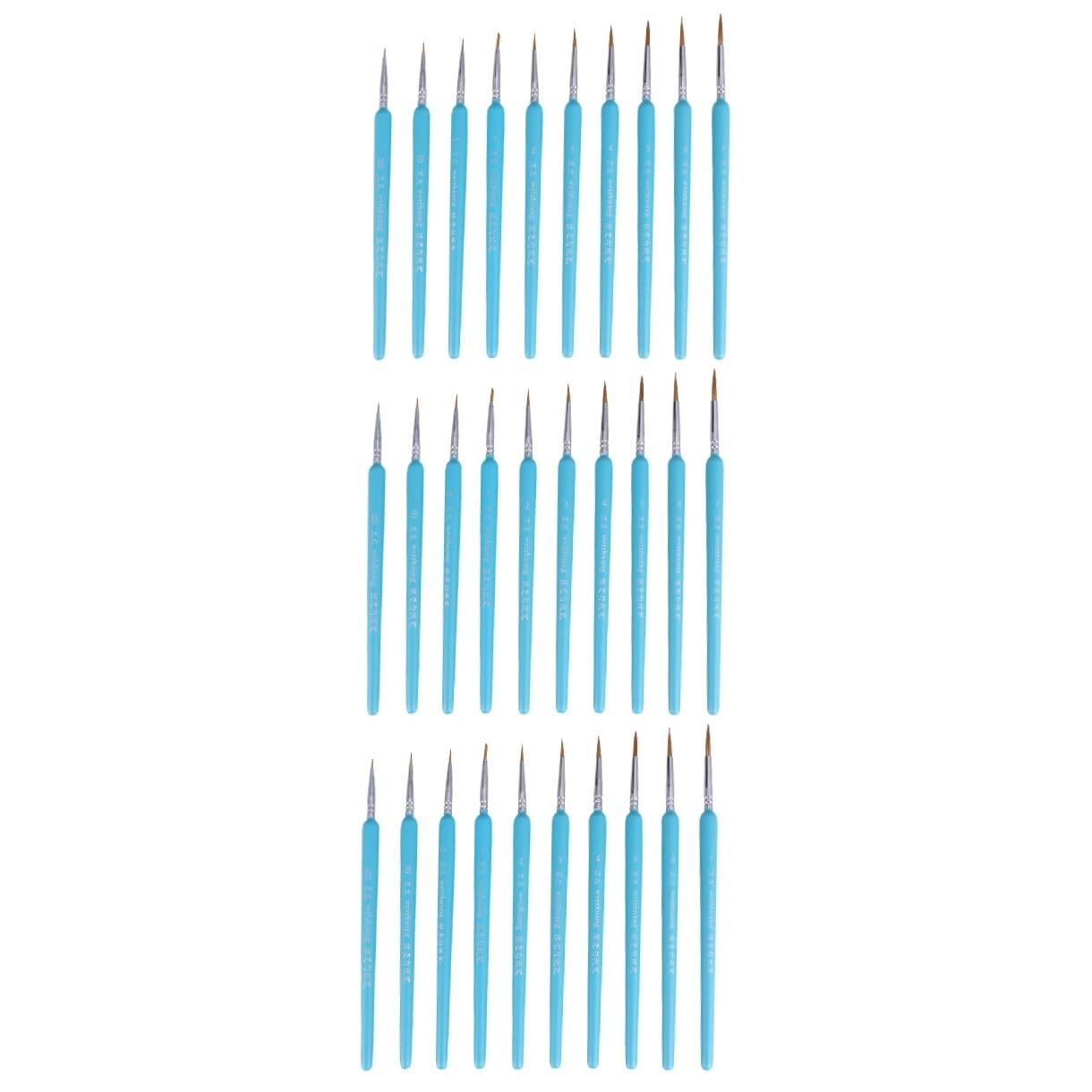 STOBOK 3juegos Pinceles De Detalle para Pintura Miniatura Pinceles De Pelo De Color Azul para Acuarelas Acrílicos y Óleos para Artistas