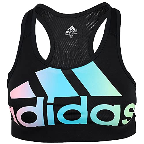 adidas Girls Don’t Rest Logo Sports Bra (Black/Multi, Large)