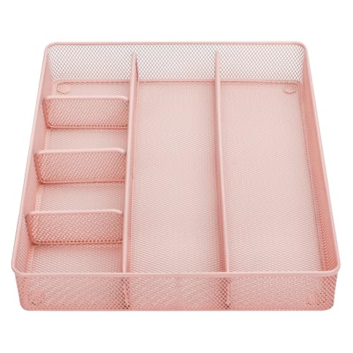 Annova Desk Drawer Organizer/Storage Tray, Metal Mesh with Dividers for Pens Desktop Accessories, Bathroom, Kitchen - Image 4