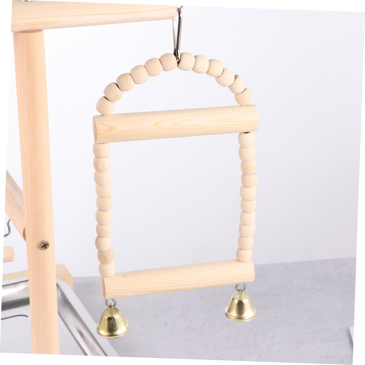 1pieza Columpio para Pájaros De Madera Juguete Colgante Divertido para Periquitos y Loros Estación De Creativa para Aves Pequeñas para Entretenimiento y Ejercicio Beige