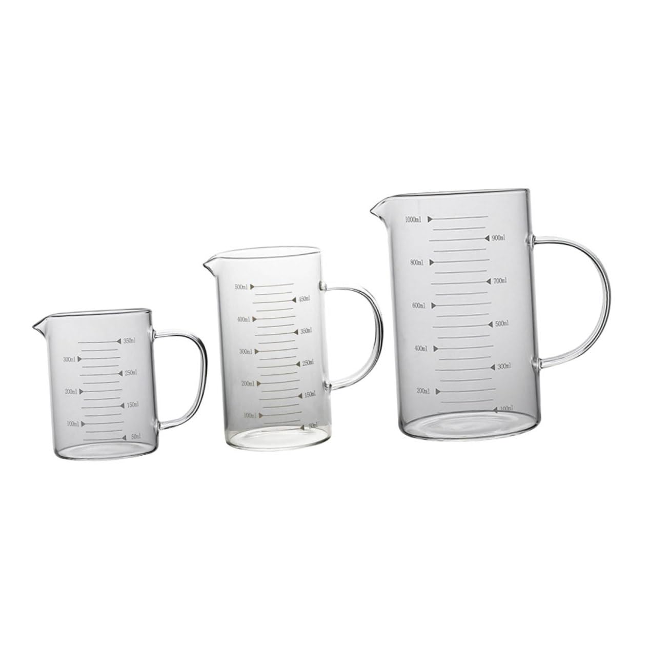 COLLBATH Lot De 3 Tasses À Mesurer De Capacité En Verre Gradué Tasses À Café Et Jus Design À Large Ouverture Pour Hôtel Et Restaurant