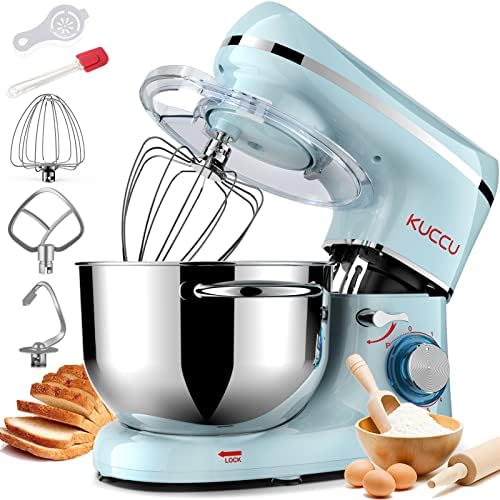 KUCCU - Robot de pastelería (1500 W, amasadora profesional de 7 L, acero inoxidable, con asas, 6 velocidades + pulso, cabezal basculante con parada automática, batidor, gancho, espátula, separador KUCCU - Robot de pastelería (1500 W, amasadora profesional de 7 L, acero inoxidable, con asas, 6 velocidades + pulso, cabezal basculante con parada automática, batidor, gancho, espátula, separador