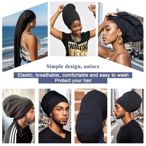 Bonnets pour dreadlocks en élasthanne : le lot de 4 accessoires mixtes extensibles - 4