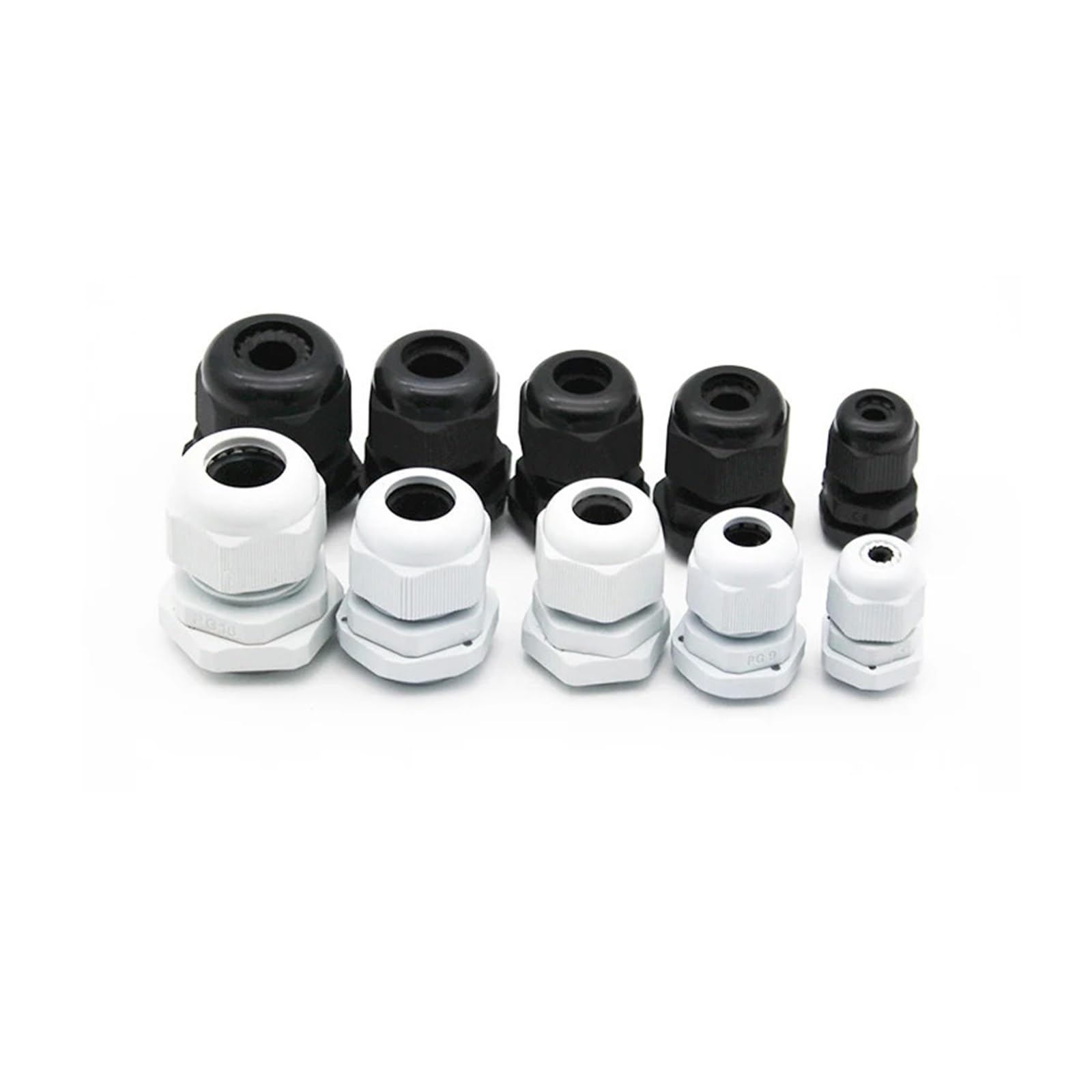 10Pcs Wasserdichte Kabelverschraubung Nylon Joint IP68 PG7 for 3-6,5mm Kunststoff Schwarz Weiß PG 13,5 Kabel verriegelung Stecker PG7 PG19 PG11(PG29 Black)
