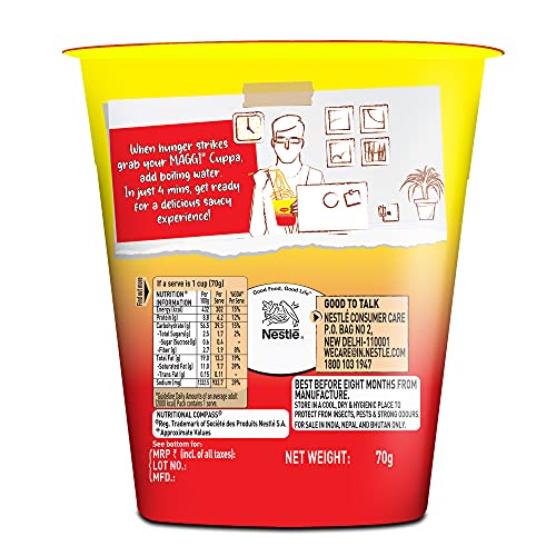 Image of MAGGI Instant Cuppa Noodles, Chilly Chow Vegetarian, 70 Gm Pack | New Recipe | Delicious Slurpy Saucy Taste | With Extra Veggies