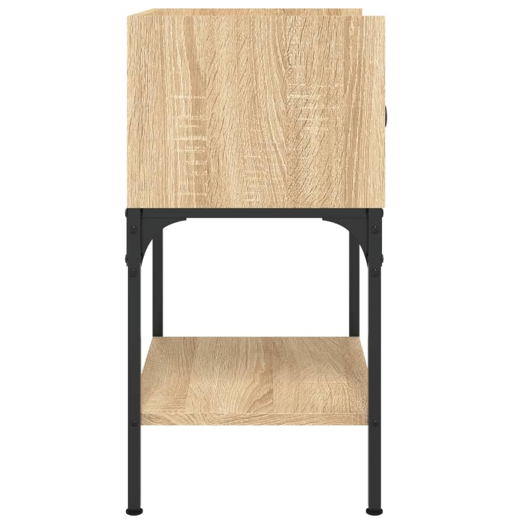 Eleganter Nachttisch aus Holzwerkstoff mit Stauraum, verstellbaren Beinen und robustem Eisenrahmen für Stabilität und Organisation im Schlafzimmer