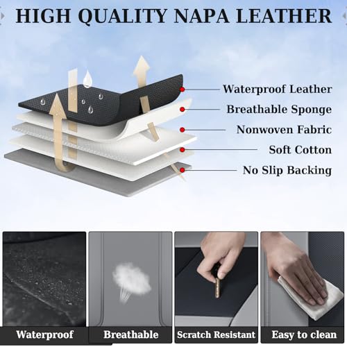 Image of Coverado Car Seat Covers, Rear Seat Covers Leather Car Seat Covers Waterproof Back Seat Cover for Cars, 3-Pieces Seat Covers Backseat Universal Seat Cushion Protector for Most Cars Trucks, Gray&Black