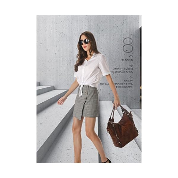 Women Tote Bag Handbags PU Leather Fashion Hobo Shoulder Bags with Adjustable Shoulder Strap, M, Brown