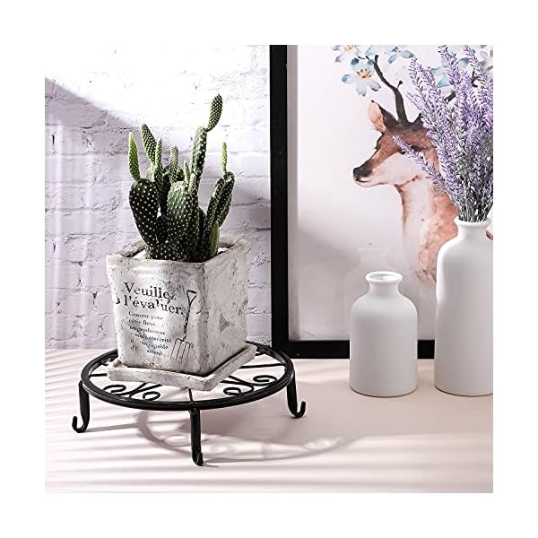 4 Pieces Metal Potted Plant Stand Round Iron Plant Holder Floor Flower Supports Holder Decorative Garden Pots Containers Stand for Home Garden Patio Planting Support - Image 5