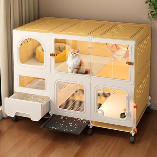 猫 ケージ トイレ付き キャットケージ 猫ケージ 2段 3段 多頭飼い 猫キャビネット型猫ケー ペットケージ 猫の陳列棚 トレイ付き 猫 ハウス 人気 ペット用品 1〜2匹の猫に最適(107x45x82cm/42.1x17.7x32.2in)