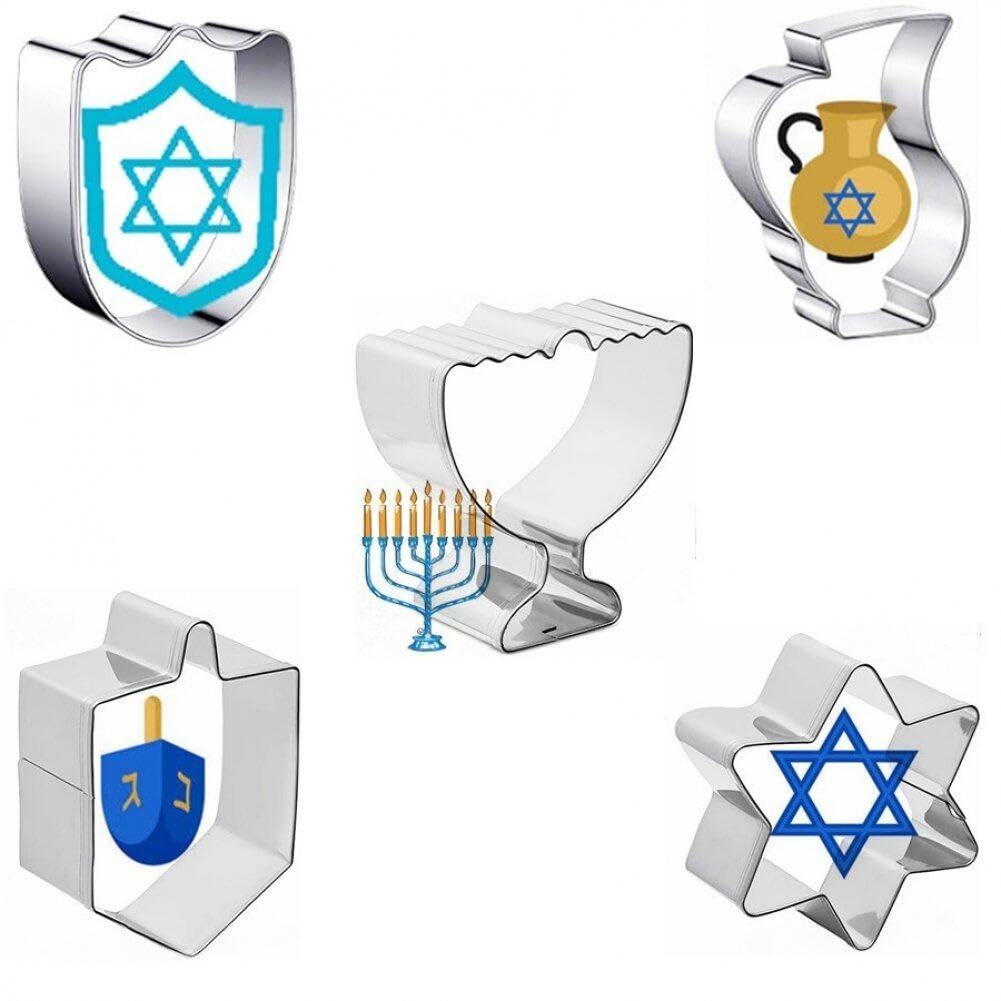 Hrippy As Shown Hanukkah Cookie Mould Tools Cookie Cutter Set Stainless Steel Biscuit Moulds Cookie Fondant Cutting Clay Cutter